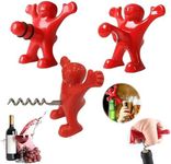 Pack of 3 Red Man Bottle Opener, Wine Bottle Stopper, Funny Novelty Corkscrew, Beer Bottle Opener Gift Set for Birthday, Christmas, Holidays