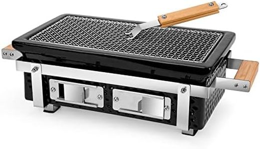 Onlyfire Charcoal BBQ Grill Hibachi Grill with Grid Lifter, Portable Yakitori Grill with Stainless Steel Grill Grate, BBQ Grill for Outdoor Camping Picnic Patio Backyard Cooking, 16 x 9 In Black