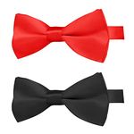 KOOLMOX Dog Bow Tie, Red and Black Dog Bow with Adjustable Dog Collar for Small Puppy Dogs Cats Pets Wedding Birthday Party Christmas Holiday Homecoming Costumes, 2-Pack, Black and Red