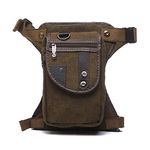 Canvas Waist Pack Motorcycle Drop Leg Bag for Men Women Tactical Military Bike Bicycle Riding Cycling Outdoor Travel Sports Hiking Climbing Thigh Pouch Fanny Pack Pocket Coffee