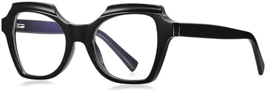 Auralice Black Square Blue Light Glasses for Women and Men, Thick Plastic Frame, Designer Reading Blocker Eyewear for Gaming Rosaneve