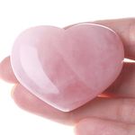 XIANNVXI 45mm 1.8" Rose Quartz Crystal Heart Stone,Natural Rose Quartz Gemstone Polished Pink Quartz Crystal,Reiki Rose Quartz Crystal Gifts for Women