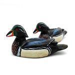 CVHOMEDECO. Primitives Hand Engraving and Painted Wood Wild Ducks Rustic Figurines Mallards Decorative Accent, Set of 2