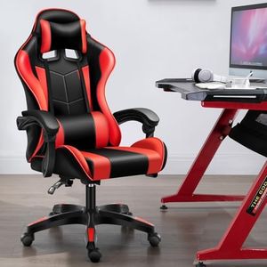 LIMBALAY Chaise Gaming– Fauteuil Gamer Ergonomique, Réglage d'Inclinaison Libre (90°-135°), Cuir PU + Accoudoirs Auto-Ajustables – pour Bureau & Jeu
