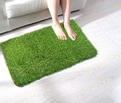 CHETANYA Loomtex ™ 35MM Loomtex High Density Artificial Grass Mat for Terrace, Garden, Balcony with 4 Layers Protection Doormat (Natural Green, 37x57cm) - Set of 2