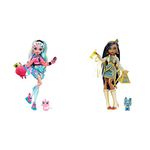 Monster High Doll, Lagoona Blue with Accessories and Pet Piranha, Posable Fashion Doll, HHK55 & Doll, Cleo De Nile with Accessories and Pet Dog, Posable Fashion Doll, HHK54