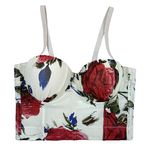 Swbreety Women's Padded Push Up Bustier Tops Floral Print Backless Slim Fit Cami Corset Crop Top