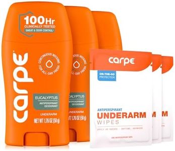 Carpe Underarm Antiperspirant and Deodorant, Pack of 3-WITH 3 FREE ON-THE-GO WIPES!