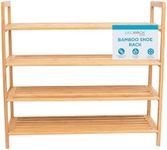 BIRDROCK HOME 4-Tier Bamboo Shoe Rack - Lightweight Wooden Organizer - Free Standing Storage Shelf for Closets, Hallways, Entryways, Mudrooms, and Front Doors - Art Deco Style - Fits 12 Pairs of Shoes