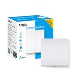 Tapo Smart Light Switch 2 Gang 1 Way, Remote Control, Tool-Free Battery Replacement, No Neutral Required, Compatible any bulb, Works Alexa & Google Home, Tapo Hub Required, White(Tapo S220)