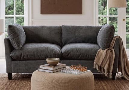 Iroomy Modular Sectional Sofa, Oversized Chenille Cloud Couch, Deep Comfy Seat, 2-Seater Sofas Couches for Living Room, Dark Grey, High Feet