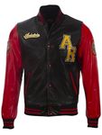 Aviatrix Men's Real Cow Hide Leather Baseball Varsity Patch Bomber Jacket (VZH7) M Red/Black