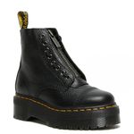 Dr. Martens, Women's Maple Zip Steel Toe Light Industry Boots, Black Milled Nappa, 7