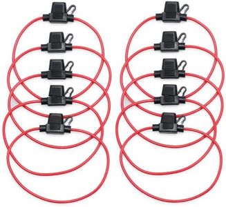 CAMWAY 10PCS Fuse Holder Blade Mini ATM/ATC Waterproof Automotive Wire Fuse Holder 14 AWG for Car Boat RV 12V 20A Fuses