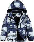 UMMTOM Boys Waterproof Ski Jacket Fleece Lined Warm Winter Snow Coat Hooded Winter Jacket for Kids(Indigo Sea,13-14)