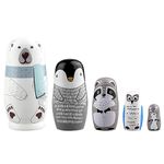 Visionpz Russian Nesting Dolls,Wooden Toys,Cute Russian Dolls, Polar Bear Owl Penguin Gifts Dolls, for Educational Learning Kids Toys, Christmas, Birthday Decoration (5pcs)