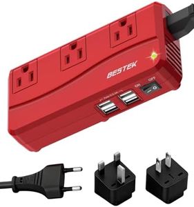BESTEK Universal Travel Adapter 220V to 110V Voltage Converter with 6A 4-Port USB Charging and UK/AU/US/EU Worldwide Plug Adapter (Red)