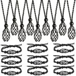 VNVETYTO 18 PCS Crystal Cage Necklace Holder Necklace Cord Empty Stone Holder Replacement Hand-Woven Necklace Cord with Adjustable Length, Cord, No Gemstone