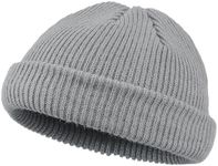 CLAPE Roll up Edge Short Skullcap Fisherman Hat Unisex Solid Color Casual Beanie Acrylic Knit Winter Hats