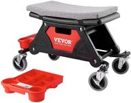 VEVOR Mechanics Stool, 300 LBS Capacity Rolling Mechanic Seat with 4" Wheels, with Three Slide Out Tool Trays and Drawer, Heavy Duty Roller Creeper Seat for Home Garage DIY Automotive