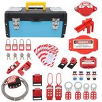 Lockout Tagout Kit, 47Pcs Electrical Lock Out Tag Out Hasp Kit Safety Padlocks Security Tag Circuit Breaker Lock Plug Lockout Combination Set