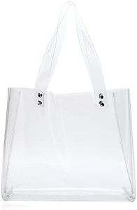 LAM GALLERY Women's PVC Clear Tote Bag for Working Beach Concert Sports Events Bag, Horizontal Style, Medium