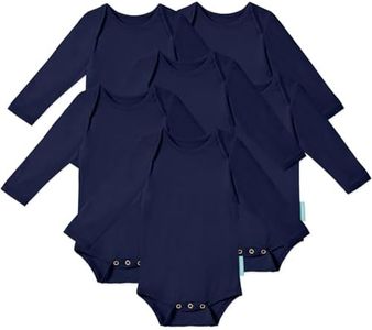 PurComfy Bamboo Rayon Long Sleeve Baby Bodysuits, Premium Soft Bodysuits Unisex Boy Girl White Bodysuit 0-3-6-9-18-24 months, 6-pack