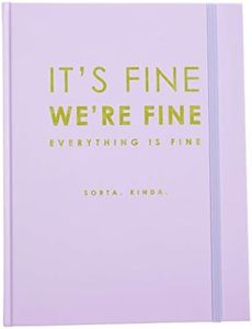 Graphique Hardbound Journal, It's Fine We're Fine Design – Cute Portable Notebook, 200 Lined Pages, Lavendar & Lime Cover, 6.75” x 8.5” x .75” – for Taking Notes, Lists and More