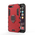 Glaslux Bumper Back Case Cover for iPhone 7 Plus|Ring Holder & Kickstand in-Built | 360 Degree Protection Back Case Cover for iPhone 7 Plus (TPU,Red)