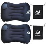 3BirdsHike 2 Pack Inflatable Pillow Camping, Inflatable Air Pillow for Neck and Lumbar Support, Press-to-Inflate Design, Travel Pillows for Camping, Hiking, and Backpacking - Black