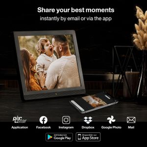 Pix-Star 15" WiFi Digital Picture Frame – IPS Display, Motion Sensor, Photo & Video Sharing