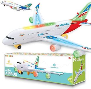 Kidsthrill Airplane Toy with Bump & Go, Flashing Lights & Sounds - For Boys & Girls Age 3-12