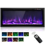 ORALNER 42" Electric Fireplace, Wall Mounted Recessed Freestanding Fireplace Heater with 9 Flame Colors & 5 Adjustable Brightness, Thermostat, Remote & 8H Timer, Logs & Crystal, 750W/1500W (42 Inches)