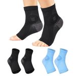 Neuropathy Socks for Men and Women - Compression Ankle Sleeves Soothe Relief Socks for Plantar Fasciitis, Anti Fatigue Comprex Foot Support Brace Sock for Outdoor indoor Sports ,2 Pairs(Black+Blue,M)