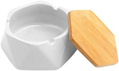 Cendrier en céramique style nordique avec couvercle coupe-vent portable Cendrier pour extérieur, maison, bureau, bar, café, décoration (blanc)