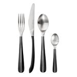 Robert Welch Contour Noir, 24 Piece Cutlery Set for 6 People. Black Handle. Made from Stainless Steel. Dishwasher Safe.
