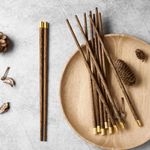 Dravina Bamboo Chopsticks Reusable 2 Pairs Which is BPA Free, Odorless, Heat Resistant, Dishwasher Safe| Solid Bamboo Chopstick Ideal for Sushi Making Kit, Non-Slip Chop Sticks- Gift Set- 24cm