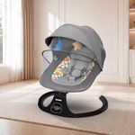 CAREIT Electric Baby Swing Rocker with Bluetooth Music, Remote Control, 5-Point Safety Harness, Soft Cushion, Mosquito Net & Canopy, Infant Swing for 0–12 Months (Grey)