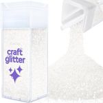 Hemway Craft Glitter Shaker 130g / 4.6oz Glitter for Arts, Crafts, Resin, Tumblers, Nails, Painting, Decoration, Festival, Cosmetic, Body - Fine (1/64" 0.015" 0.4mm) - White Iridescent