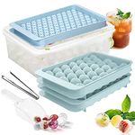 Dhpswos 3Pack Ice Cube Trays with Lid and Bin, Round Ice Trays Maker Mold for Freezer, Ice Cube Tray Making 210PCS with Sphere Ice Balls Chilling Drinks for Cocktail, Whiskey, Coffee