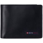 Alpine Swiss Nolan Mens RFID Protected Bifold Wallet Genuine Leather Comes in a Gift Box Black