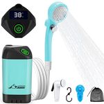 WADEO Camping Shower Kit, Outdoor Electric Shower Rechargeable Pump with Intelligent Digital Display Shower Head Nozzle for Camping Hiking Traveling Washing