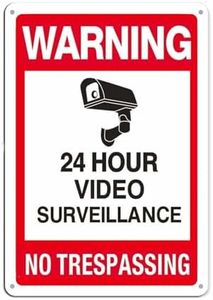 24 Hour Video Surveillance Sign, No Trespassing Aluminum Warning Sign, No Trespassing Sign,200x300mm for CCTV Security Camera - Reflective,Weatherproof, Easy Mounting, Business, Driveway Alert