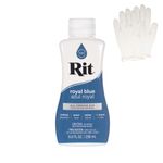 Rit Dye – Liquid Fabric Dye for Crafting, Clothing, and Décor – 8 oz. Bottle – Royal Blue (Gloves Included)