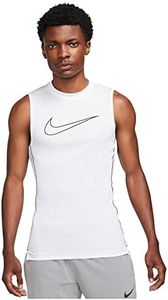 Nike Men's Pro Dri-Fit Tight-Fit Sleeveless Top, White/Black/Black, X-Large
