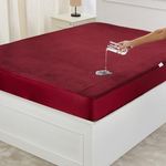 Amazon Brand - Solimo Water Resistant Polyester Mattress Protector, King Bed Size (78x72 inch), Beetroot