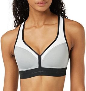 Champion Women's Med Support Curvy with Sewn in Cup Bra, oxford grey heather/white/black, X Small
