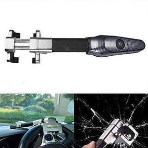 MASO Car Steering Wheel Lock, Universal Alarm Anti-Theft Lock Heavy Duty Retractable Security Alarm T-lock with 2 Keys