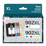 902XL Ink Cartridges Combo Pack Compatible for HP 902 XL Work with HP Officejet Pro 6978 6960 6962 6968 6970 6954 6958 6950 6951 Printers (Black, Cyan, Magenta, Yellow) 4 Pack