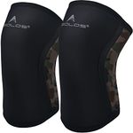 Knee Sleeves (1 Pair)，7mm Compression Knee Braces for Heavy-Lifting,Squats,Gym and Other Sports (Black&Camo Medium)